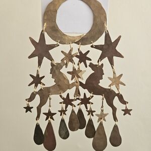 Gold Star and Horse Dangle Earrings